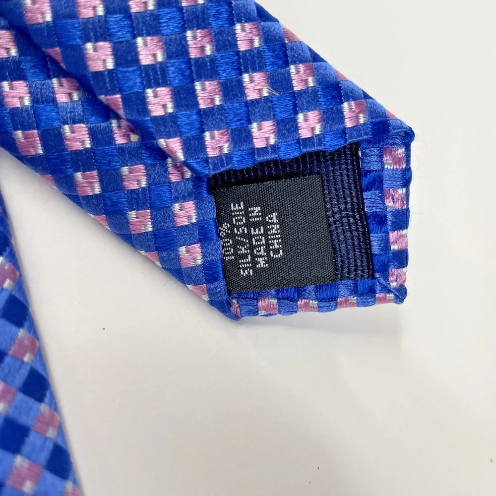 Michael Kors Men's Tie‎ Blue & Pink Plaid Multi Color Silk 59